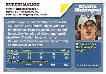 2009 Sports Illustrated for Kids #390 Evgeni Malkin Back