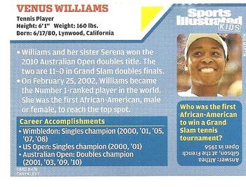 2010 Sports Illustrated for Kids #476 Venus Williams Back