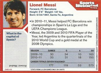 2011 Sports Illustrated for Kids #51 Lionel Messi Back