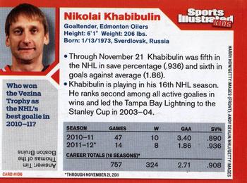 2012 Sports Illustrated for Kids #106 Nikolai Khabibulin Back
