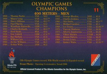 1996 Collect-A-Card Centennial Olympic Games Collection #11 400 Meters - Men Back