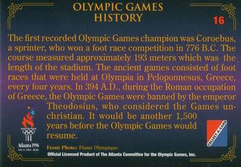 1996 Collect-A-Card Centennial Olympic Games Collection #16 Olympic Games History Back