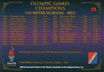 1996 Collect-A-Card Centennial Olympic Games Collection #29 110-Meter Hurdles - Men Back