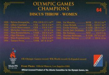 1996 Collect-A-Card Centennial Olympic Games Collection #64 Discus Throw - Women Back