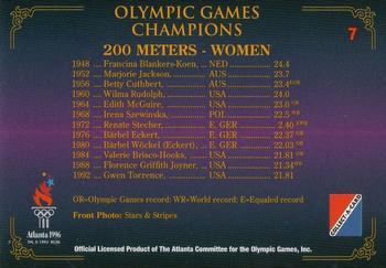 1996 Collect-A-Card Centennial Olympic Games Collection #7 200 Meters - Women Back