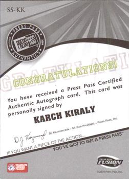 2009 Press Pass Fusion - Autographs Gold #SS-KK Karch Kiraly Back