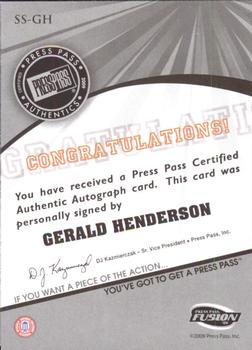 2009 Press Pass Fusion - Autographs Green #SS-GH Gerald Henderson Back