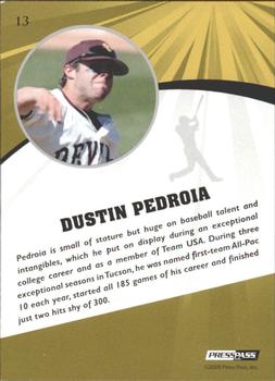 2009 Press Pass Fusion - Green #13 Dustin Pedroia Back