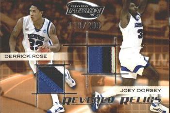 2009 Press Pass Fusion - Revered Relics Silver #RR-DRJD Derrick Rose / Joey Dorsey Front