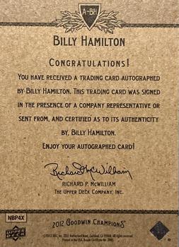 2012 Upper Deck Goodwin Champions - Autographs #A-BH Billy Hamilton Back