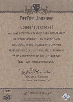 2012 Upper Deck Goodwin Champions - Autographs #A-DJ DeeDee Jonrowe Back