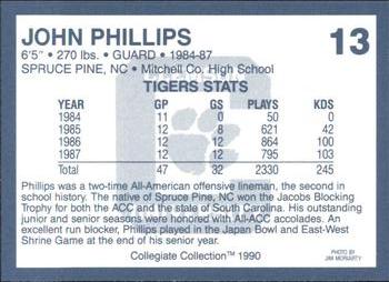 1990 Collegiate Collection Clemson Tigers #13 John Phillips Back