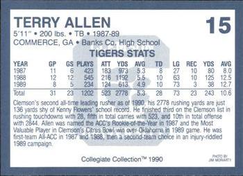 1990 Collegiate Collection Clemson Tigers #15 Terry Allen Back