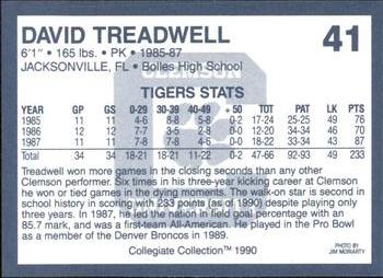 1990 Collegiate Collection Clemson Tigers #41 David Treadwell Back