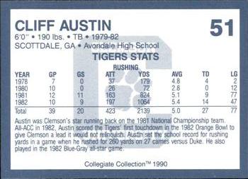 1990 Collegiate Collection Clemson Tigers #51 Cliff Austin Back
