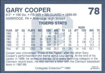 1990 Collegiate Collection Clemson Tigers #78 Gary Cooper Back