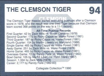 1990 Collegiate Collection Clemson Tigers #94 The Clemson Tiger Back