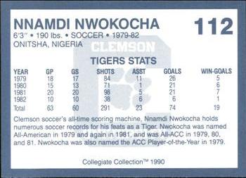 1990 Collegiate Collection Clemson Tigers #112 Nnamdi Nwokocha Back