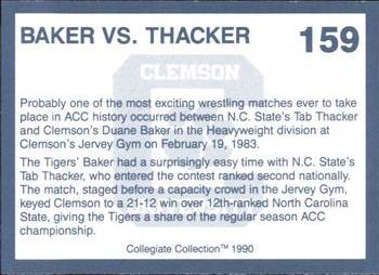 1990 Collegiate Collection Clemson Tigers #159 Baker vs. Thacker Back