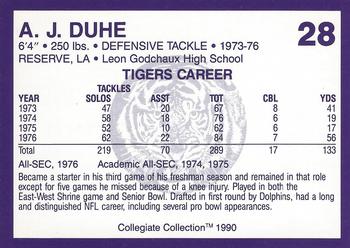 1990 Collegiate Collection LSU Tigers #28 A.J. Duhe Back