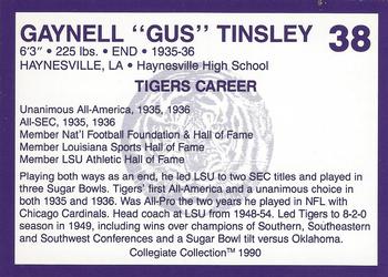 1990 Collegiate Collection LSU Tigers #38 Gaynell Tinsley Back