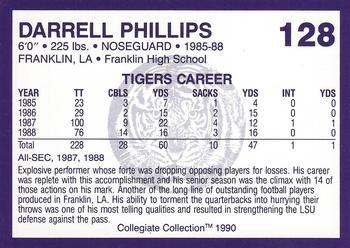 1990 Collegiate Collection LSU Tigers #128 Darrell Phillips Back