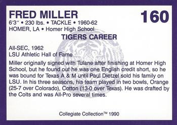 1990 Collegiate Collection LSU Tigers #160 Fred Miller Back