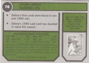 1992 SCD Sports Card Price Guide Monthly #78 Delino Deshields Back