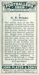 1928-29 Player's Footballers #2 George Briggs Back