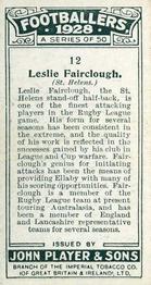 1928-29 Player's Footballers #12 Leslie Fairclough Back