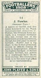 1928-29 Player's Footballers #14 Jack Fowler Back