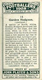 1928-29 Player's Footballers #18 Gordon Hodgson Back