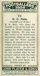 1928-29 Player's Footballers #24 Ossie Male Back