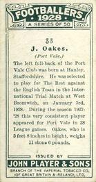 1928-29 Player's Footballers #33 Jimmy Oakes Back