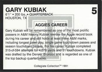 1991 Collegiate Collection Texas A&M Aggies #5 Gary Kubiak Back
