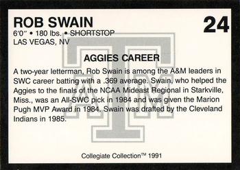 1991 Collegiate Collection Texas A&M Aggies #24 Rob Swain Back