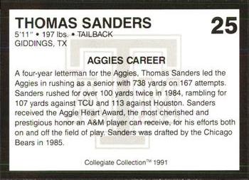 1991 Collegiate Collection Texas A&M Aggies #25 Thomas Sanders Back