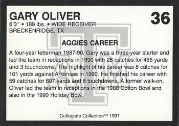 1991 Collegiate Collection Texas A&M Aggies #36 Gary Oliver Back