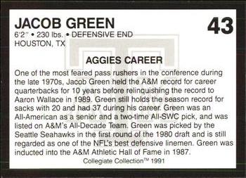 1991 Collegiate Collection Texas A&M Aggies #43 Jacob Green Back