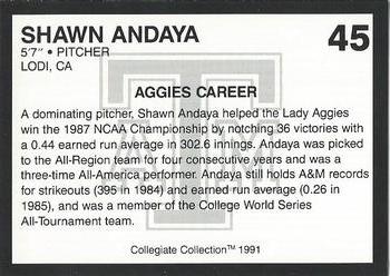 1991 Collegiate Collection Texas A&M Aggies #45 Shawn Andaya Back
