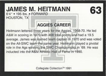 1991 Collegiate Collection Texas A&M Aggies #63 James H. Heitmann Back