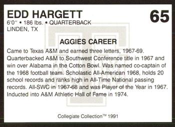 1991 Collegiate Collection Texas A&M Aggies #65 Edd Hargett Back
