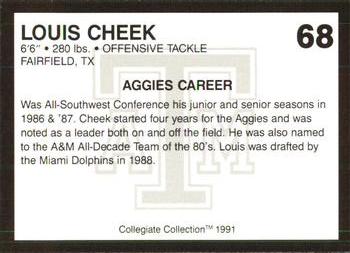 1991 Collegiate Collection Texas A&M Aggies #68 Louis Cheek Back