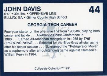 1991 Collegiate Collection Georgia Tech Yellow Jackets #44 John H. Davis Back