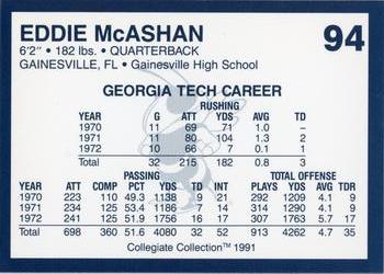 1991 Collegiate Collection Georgia Tech Yellow Jackets #94 Eddie McAshan Back