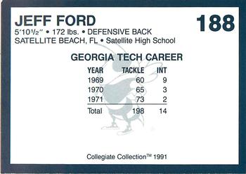 1991 Collegiate Collection Georgia Tech Yellow Jackets #188 Jeff Ford Back
