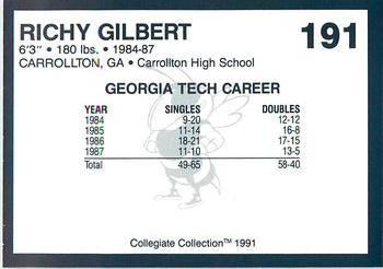 1991 Collegiate Collection Georgia Tech Yellow Jackets #191 Richy Gilbert Back