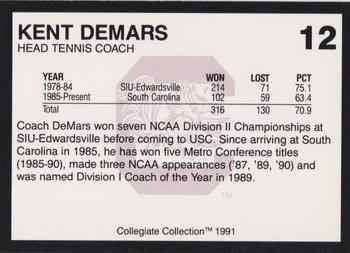 1991 Collegiate Collection South Carolina Gamecocks #12 Kent DeMars Back