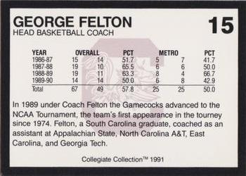 1991 Collegiate Collection South Carolina Gamecocks #15 George Felton Back
