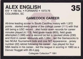 1991 Collegiate Collection South Carolina Gamecocks #35 Alex English Back